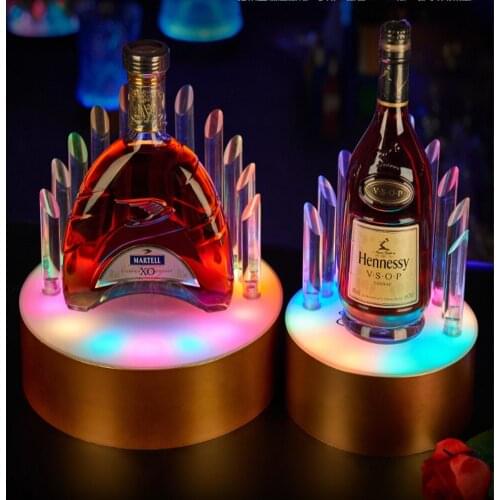 RGB Rechargeable Led Luminous Beer Wine Bottle Holder Glowing Champagne Cocktail Drinkware Coaster For Bar Disco Nightclub Decor