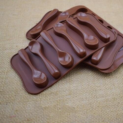 1PC Silicone Chocolate Mold Heat-Resistant Cake Decorating Tools 6 Lattice Spoon Shape Cookie Handmade Soap Modelling Supplies