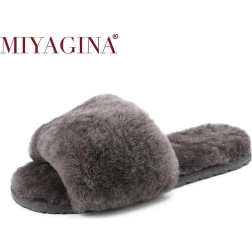 100% Natural Sheepskin Winter Warm Fur Slippers Women Home Shoes Indoor Slipper 2020 Luxury Wool Slippers Woman Casual Slippers