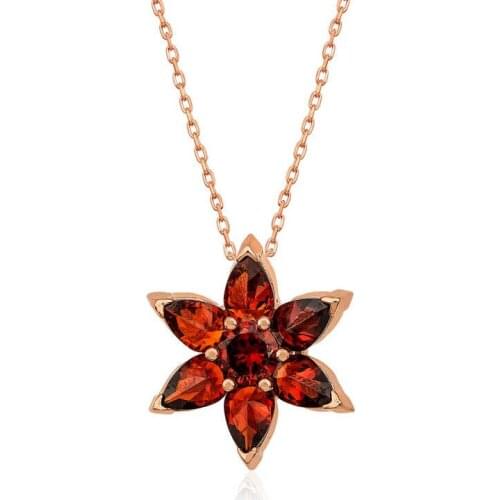 Tevuli 925 Sterling Silver Red Flower Necklace