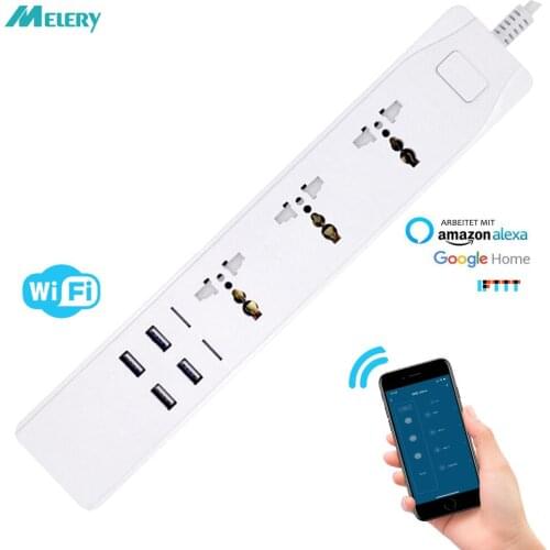 WiFi Smart Power Strip Universal Outlets Plug Socket with USB Remote Voice Wireless Control Surge Protector by Alexa Google Home