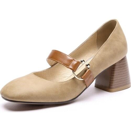 The spring of 2018 the new thick with shallow mouth square heel size code 30 single shoes 1831-47 students