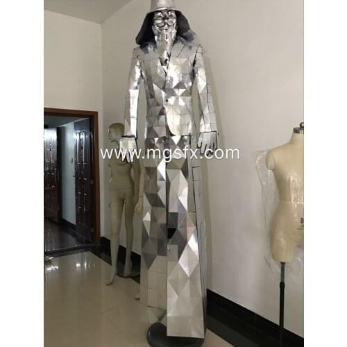 Stilts walker Mirror Robot Costume Men and Women for Performance Mirrorman show dance party carnival halloween christimas party