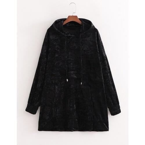 Europe and the United States womens clothing wholesale 2021 spring the new leisure loose velvet hooded long fleece