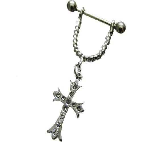 2pcs/Set New Arrival Christ Cross Shape Nipple Piercing 16G Piercing Pezon Nipple Pirsing Body Jewelries Christmas Gift