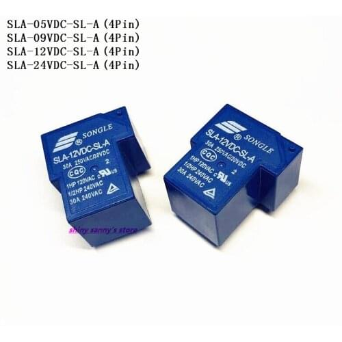 2pcs/Lot SONGLE Power Relay SLA-05VDC-SL-A,SLA-09VDC-SL-A,SLA-12VDC-SL-A,SLA-24VDC-SL-A 5V 9V 12V 24V 30A 4Pin T90 Brand New