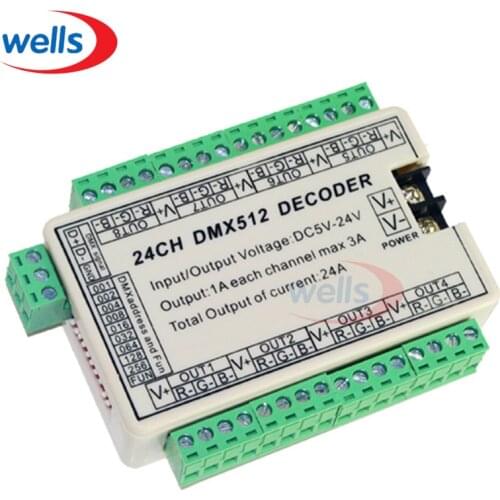 24CH Easy DMX Dmx512 Decoder,Controller,Drive,DC5V-24V 8 groups output for LED strip light,RGB node,module