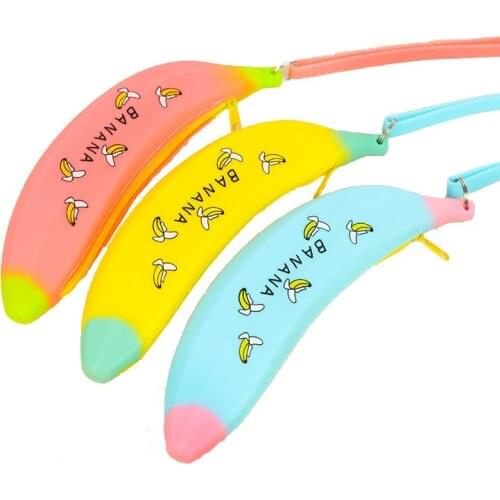 25PCS / LOT Simple Creative Banana Student Pen Bag Super Cute Silica Gel Female Pen Bag Zero Purse Key Storage Bag