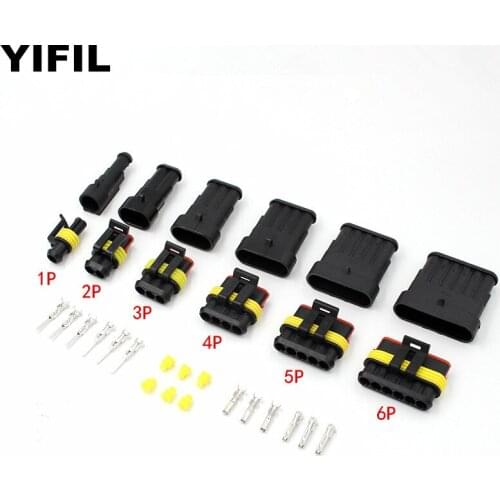 30Sets/lot 1/2/3/4/5/6 Pin Female Male Waterproof Electrical Automotive Wire Connector Plug Socket AMP Tyco Superseal 1.5 Kit
