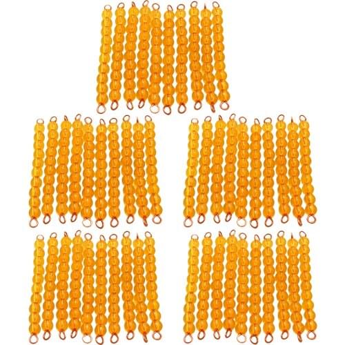 50 Pieces Montessori Mathematics Material Golden Ten Beads Bar, Kids Early 1-100 Numbers Counting Learning Educational Toy