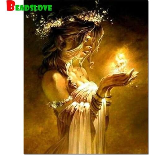 African golden black woman diamond embroidery full square round 5d diy diamond painting cross stitch rhinestone pictures