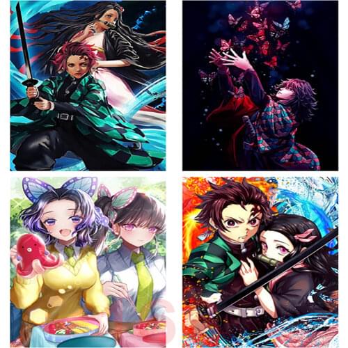 5d Diy Diamond Painting Picture Demon Killer Art Diamond Embroidery Cross Stitch Mosaic Anime Poster Kit Diamond Embroidery