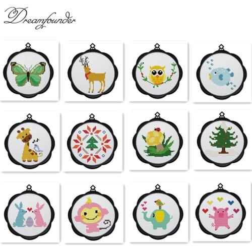 Butterfly owl monkey birds elephantscross stitch kit 14ct 11ct count printed canvas stitches embroidery DIY handmade needlework