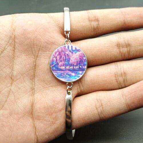 Cartoon Two-Dimensional Landscape Picture Alloy Bracelet A Gift for a Friend