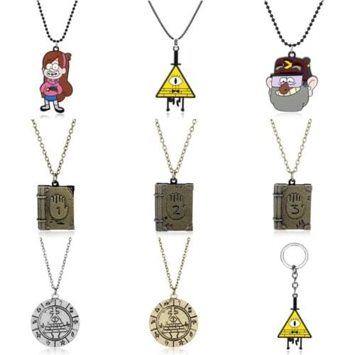 19 Styles Fashion Anime Bill Cipher Journal Number 1 2 3 Charm Necklace Cosplay Metal Keychain For Men Women Gifts