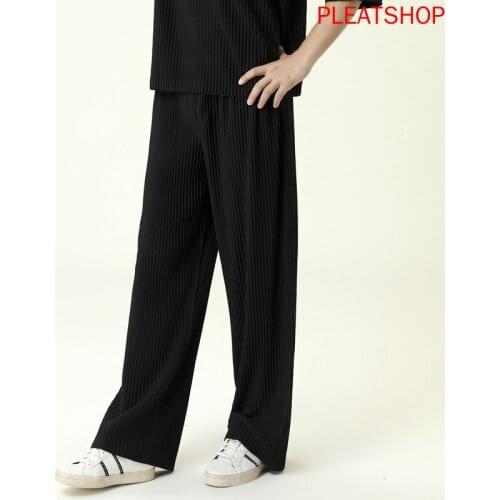 MIYAKE Pleated Casual Trousers Mens Autumn New Casual All-match Drape Mop Pants Mens Loose Straight Tube