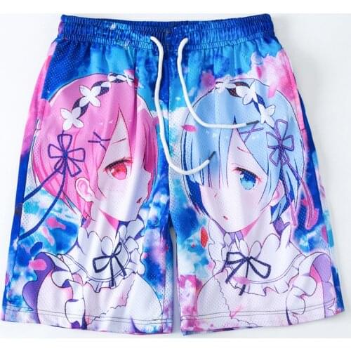 Re Life In A Different World From Zero Rem Ram Knee Length pants Summer Casual Short Pants Women Men Loose Casual Beach trousers