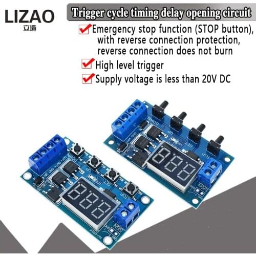DC 12V 24V Dual MOS LED Digital Time Delay Relay Trigger Cycle Timer Delay Switch Circuit Board Timing Control Module DIY