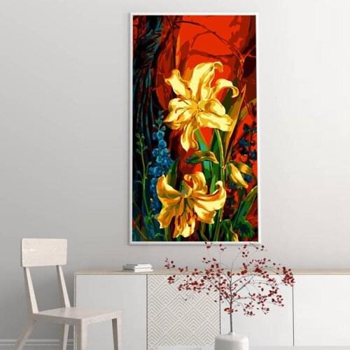 GATYZTORY 60x120cm Frame DIY Painting By Numbers Lily Flower Paint On Canvas Large Size For Living Room Arts