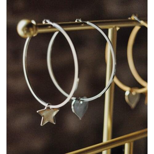 GULCE DERELI, HEART AND STAR EARRINGS, HOOP EARRINGS, CHARM EARRINGS, GIFT BOX, GOLD/SILVER PLATED
