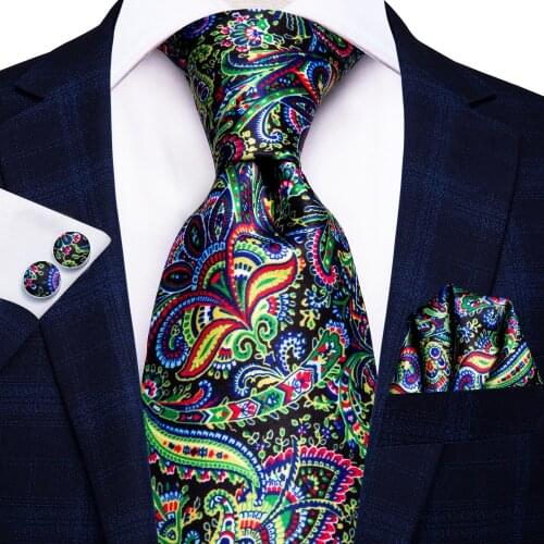 Hi-Tie Gold Paisley Floral 100% Silk Mens Tie NeckTie 8.5cm Ties for Men Formal Business Luxury Wedding High Quality Gravata