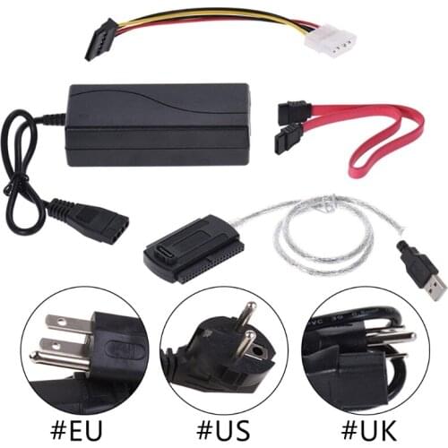 SATA IDE Drive to USB 2.0 Adapter Converter Cable for Hard Drive Disk SSD 2.5" 3.5" with External AC Power Adapter