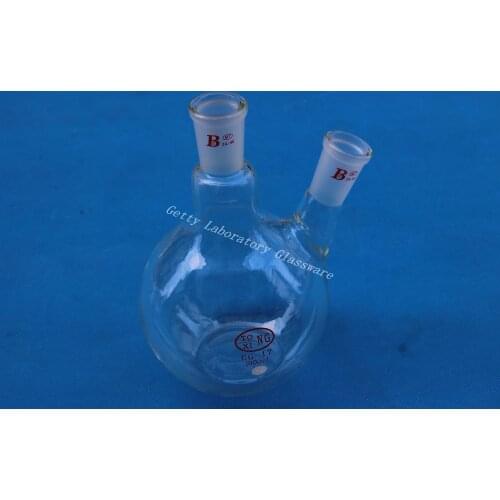 1000ml (1L) 2-neck (two-neck) flat bottom boiling flask, 24/40,heavy wall (Pyrex glass meterial)