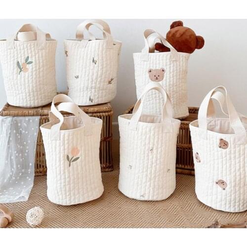 Compact Stroller Hanging Tote Baby Bottle Bag Print Nappy Bag Baby Diaper Totes Wear-resistant Reusable Infant Milk Bag for Home