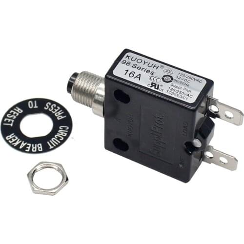 KUOYUH 98 16A push button reset overload protector automatic reset miniature circuit breaker