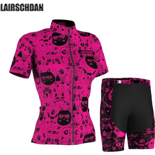 LairschDan womens bicycle clothing 2021 cycling clothes set summer pink shorts jersey mtb road bike outfit wielrenkleding dames