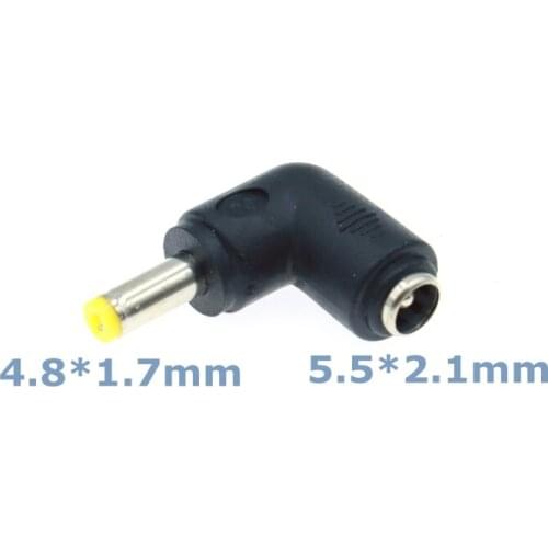 Best quality DC 90 Degree Connector 5.5 x 2.1mm Female to 4.8×1.7mm Male Adapter For Laptop Power Charging Adapter