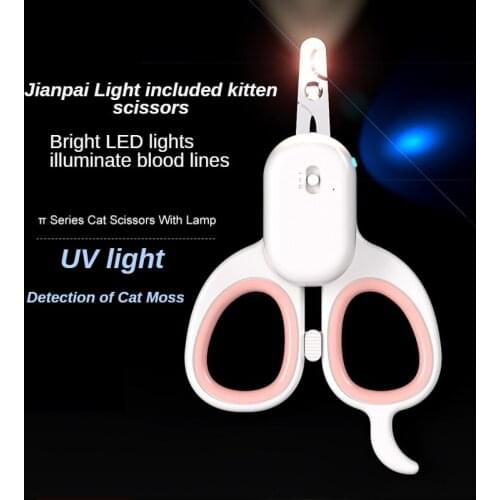 Pet Nail Clippers USB Charging Blood-proof Line LED Light To Illuminate Stainless Steel Nail Scissors for Cat Dog Claw Cutter