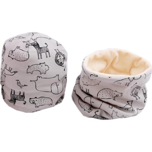 Fashion Camo Print Children Scarf Hat Girl Spring Collars Autumn Winter Kids Beanies Warm Cotton Baby Hats Scarf Set Boy Hat Cap