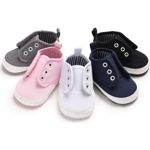 Infant Babies Boy Shoes Sole Soft Canvas Solid Footwear For Newborns Toddler Crib Moccasins 5 Colors Available