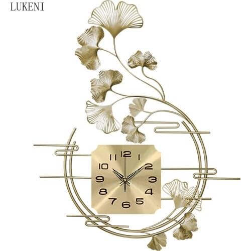 New Chinese Style Ginkgo Leaf Wall Clock Living Room Decoration Clock Home Simple Fashion Art Wall Watch Light Luxury Clock