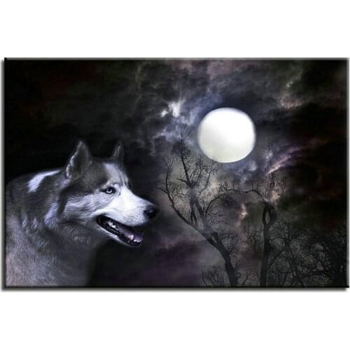 New square round full of diamond painting wolf moon 3d diamond art animal mosaic embroidery handmade crafts stickers