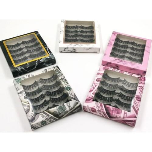 NEW wholesale 10/20/ 50 set/lot 5 pairs of 3d Mink eyelashes box 25mm flash without eyelashes packaging multicolor carton square