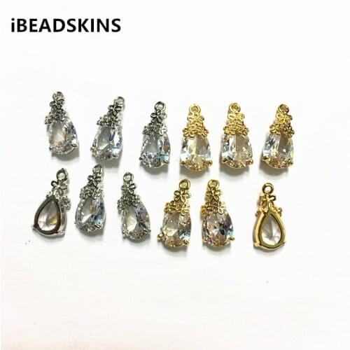 New arrival! 18x8mm 50pcs/lot gold color Copper Material with white Glass drop-shape connection for Jewelry handmade DIY
