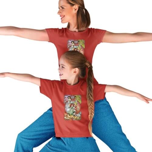 Disney Family Matching Clothes Kawaii Princess Pattern O-Neck Comfort Dropship Women Men Baby Girl Boy Color Children T-Shirts