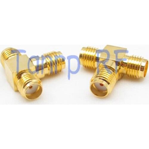 Wholesale T type SMA female jack to 2 double SMA female jack RF Antenna Connector Adapter 3 three SMA female jack