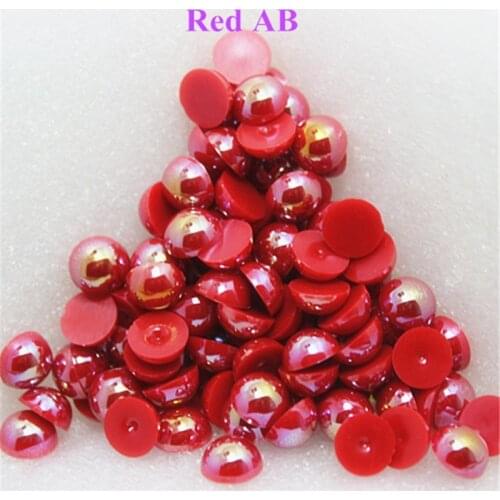 1.5-12mm Flatback Red AB Half Round Pearl Beads Resin ABS Imitation Pearl Beads DIY Wedding Dress Button Nail