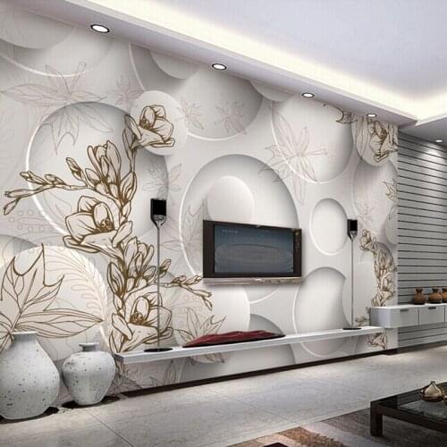 Custom Photo Mural Wallpaper For Walls Modern 3D Stereo Flower Geometric Circles Living Room Sofa TV Background Wall Covering