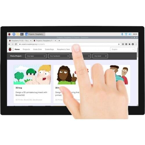 10.1inch QLED Display, Capacitive Touch, 1280×720, G+G Toughened Glass, Device & System Support Raspberry Pi/Jetson Nano/PC