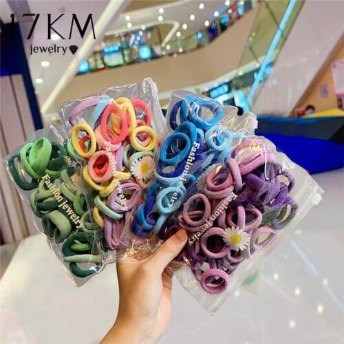 50Pcs Cute Solid Nylon Elastic Hair Band Children Girls Kid Small Hair Rubber Ponytail Holder Scrunchies Hair Accessories