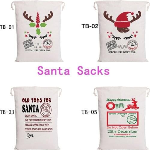 Christmas Santa Sacks Canvas Gift Bag Double Drawstring Christmas Xmas Tree Decorations Kids Candy Toy Sack Bag Home Supplier