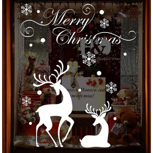 Christmas Reindeer Vinyl Wall Stickers Removable Wall Decals Shop Window High Quality Wallpaper 3d Poster Decor Mural SA929