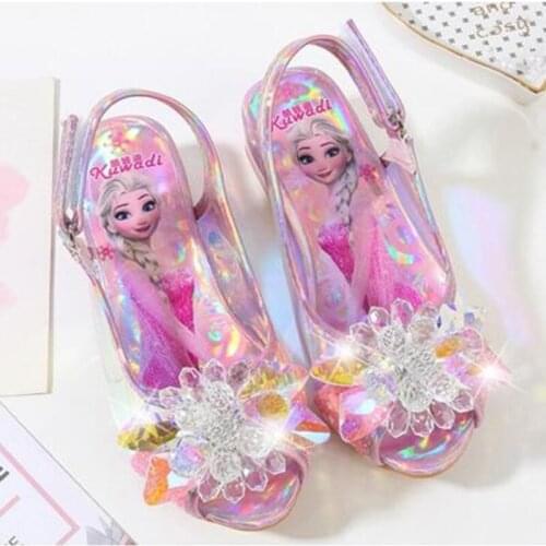 Disney children high heel sandals summer new girls princess shoes baby elsa frozen crystal shoes baby boy sandals for girls