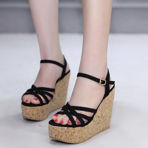 Muffins Cross narrow band platform sandals women creepers wedges high heels shoes woman thicken soled gladiator cork sandalias