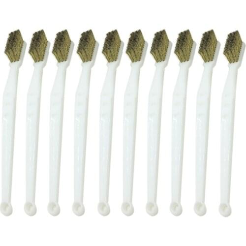 YEODA Superior Quality 10Pcs/lot White Plastic Handle Stainless Steel Wire Cleaning Tooth Brush Copper Wire Brush