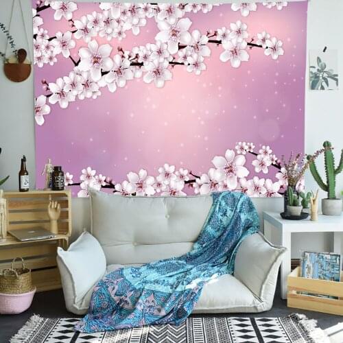 Simsant Peach Blossom Flower Tapestry Japanese Folkloric Themed Art Wall Hanging Tapestries for Living Room Home Dorm Decor